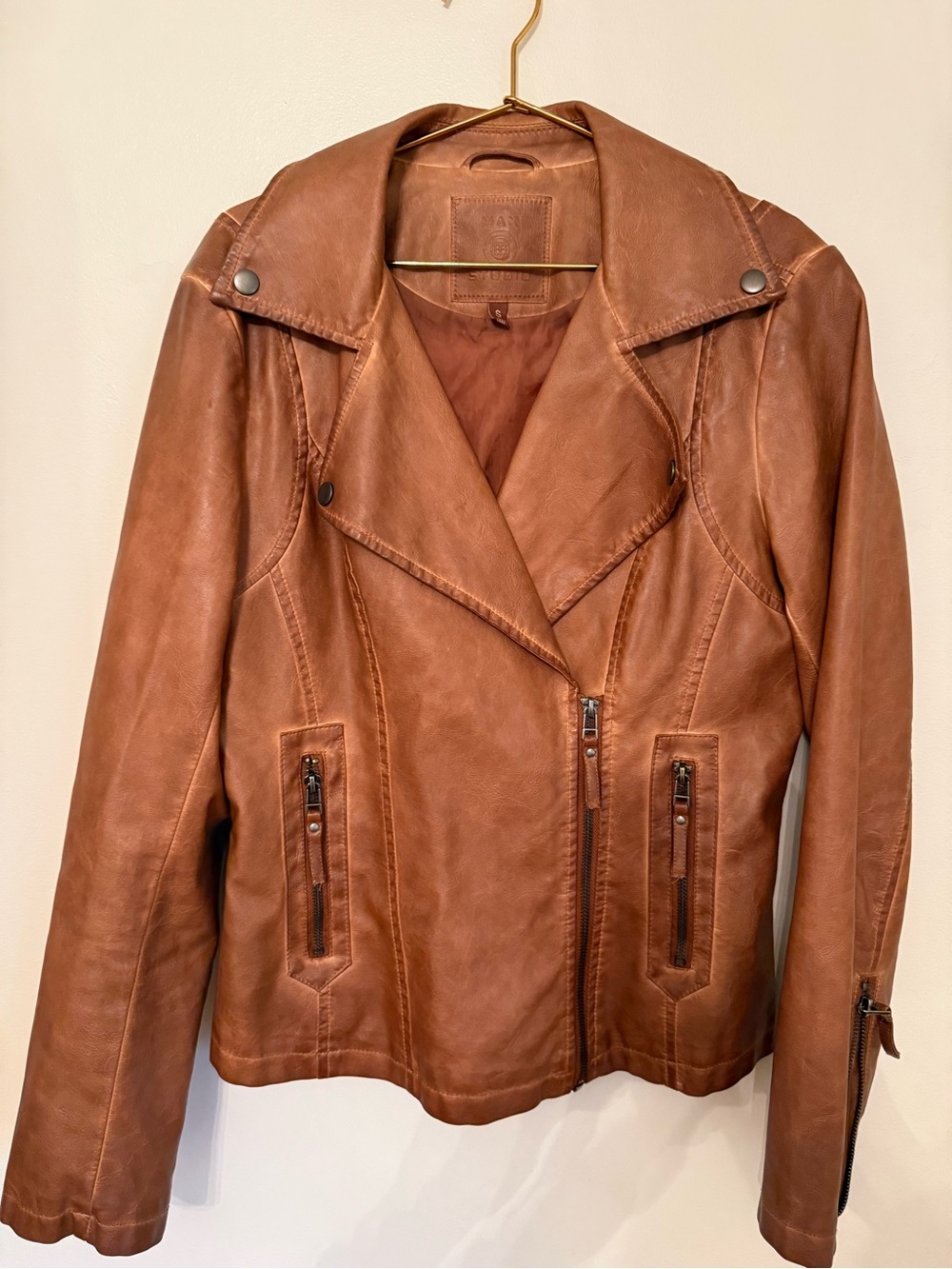 Max Studio Cognac Moto Jacket